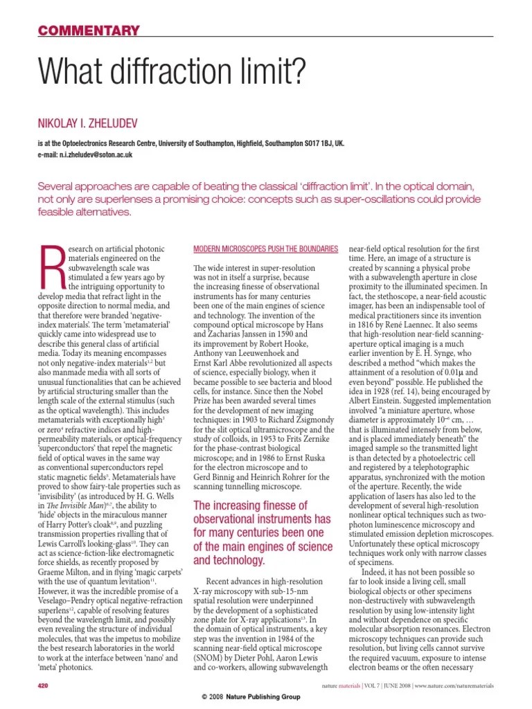 JP - What Diffraction Limit | PDF | Microscopy | Angular Resolution
