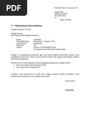 Surat permohonan yang diketahui oleh . Contoh Surat Permohonan Bantuan Dana Pengobatan Ke Baznas Doc Nusagates