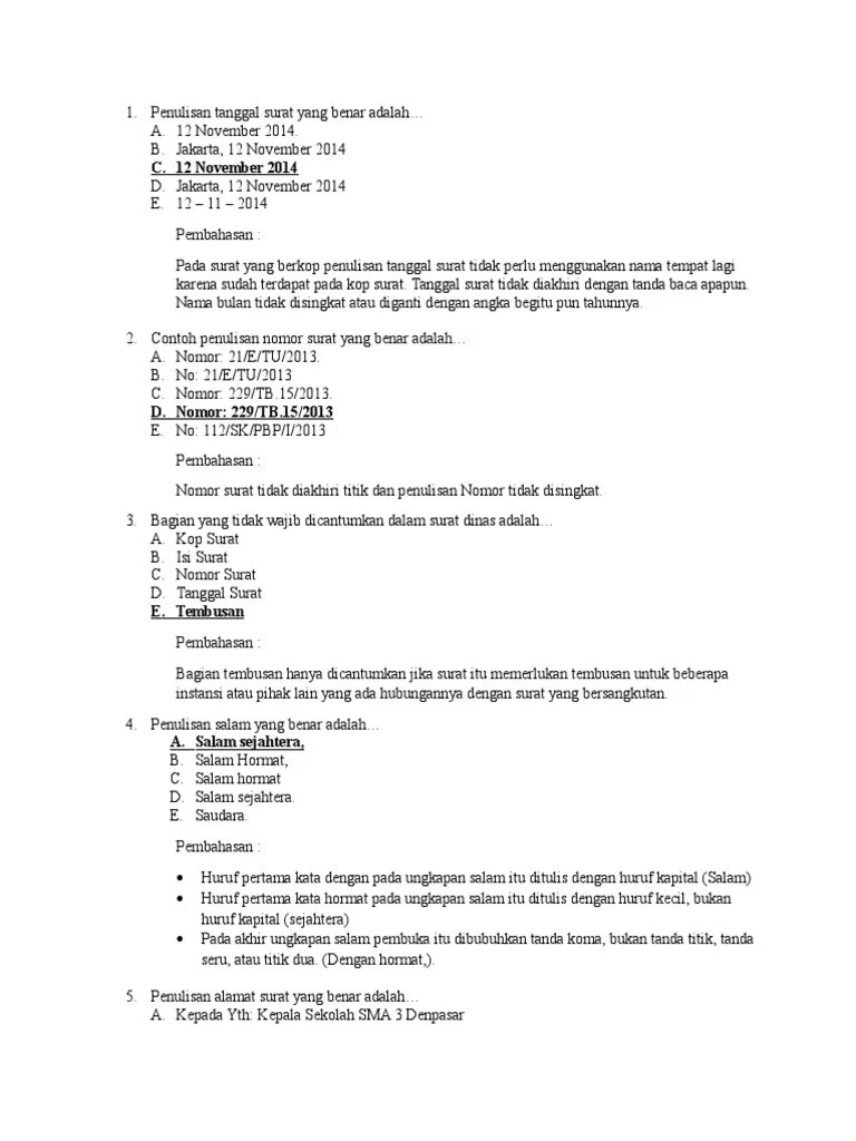 Demikian kumpulan contoh soal kelas vii materi bahasa indonesia. Soal Essay Surat Pribadi Dan Surat Dinas Kelas 7