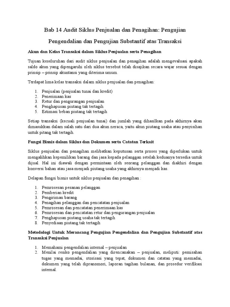 Bab 14 Audit Siklus Penjualan Dan Penagihan | PDF