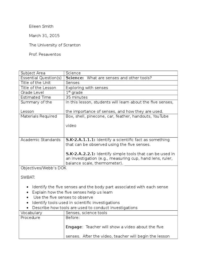 With this lesson plan, students use advertisements during the holiday season to add and multiply decimals to the hundredths place. Five Senses Lesson Plan Pdf Teaching Neuropsychology