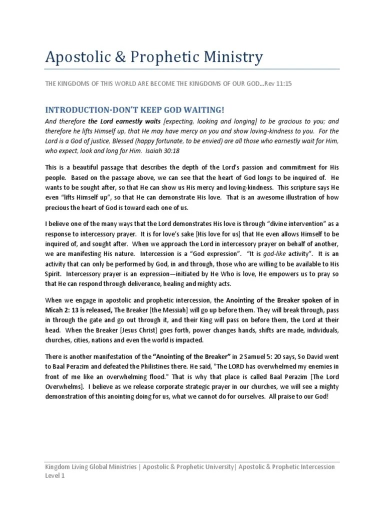 Apostolic & Prophetic Intercession | PDF | Pentecostalism | Glossolalia