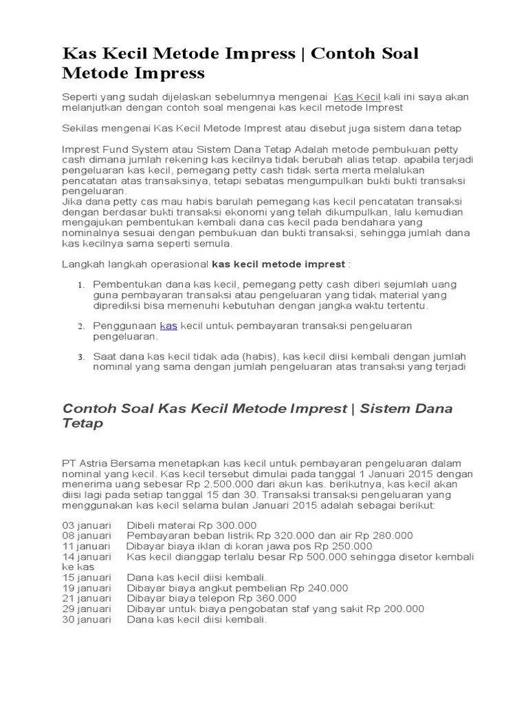 Kas Kecil Metode Impress | PDF