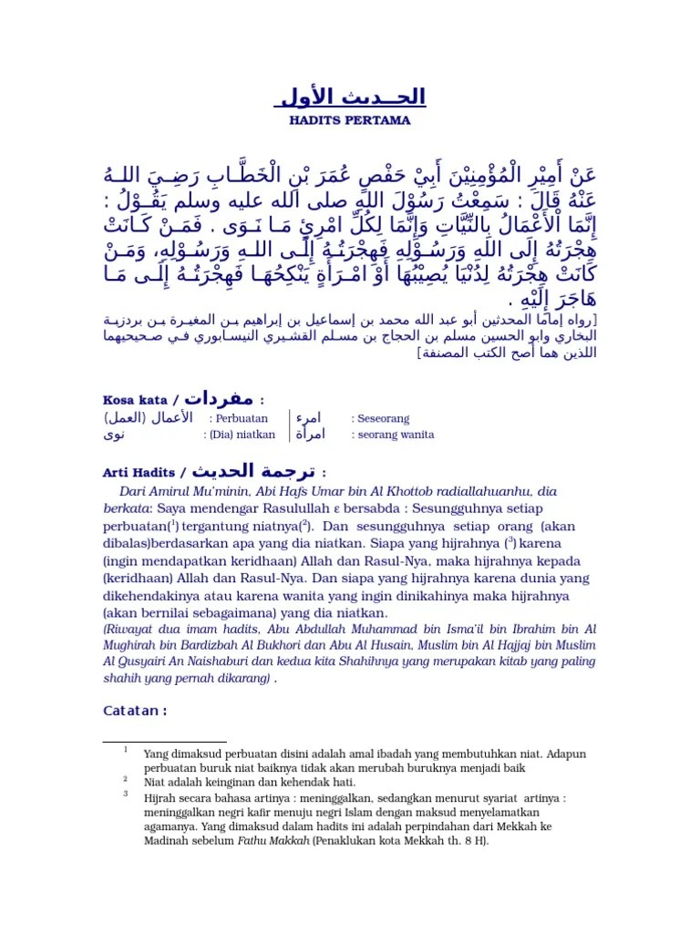 Hadits Tentang Niat Dan Artinya - Nusagates