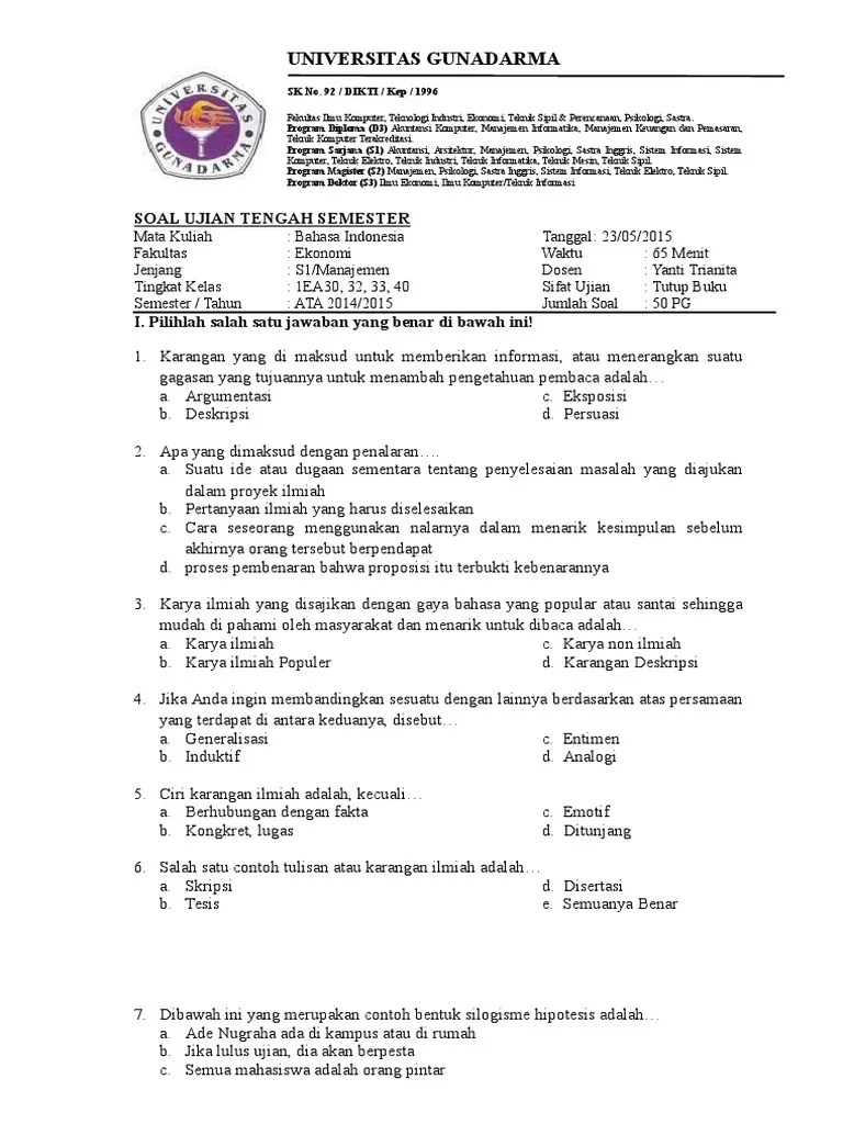 Konsekuensi dari revolusi digital, akademisi pustakawan saat ini berhadapan langsung dengan penyedia informasi. Soal Uas Pg Bhs Indo 2 Kirim Pdf