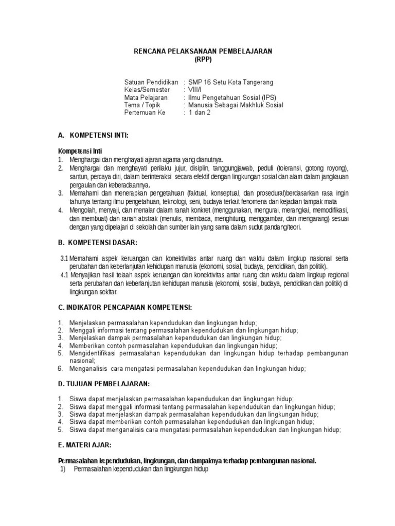 Rpp ips kelas 8 semester ganjil. Rpp Ips Terpadu Smp Pdf