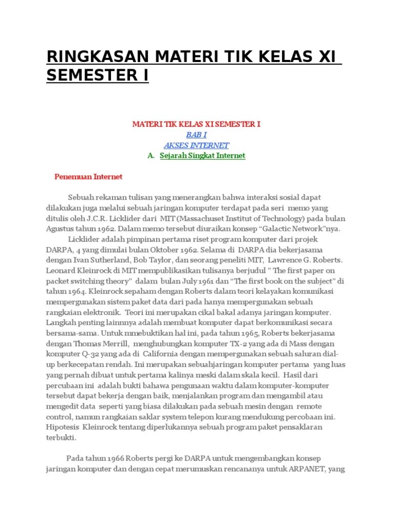 Ringkasan Materi Tik Kelas Xi Semester | PDF