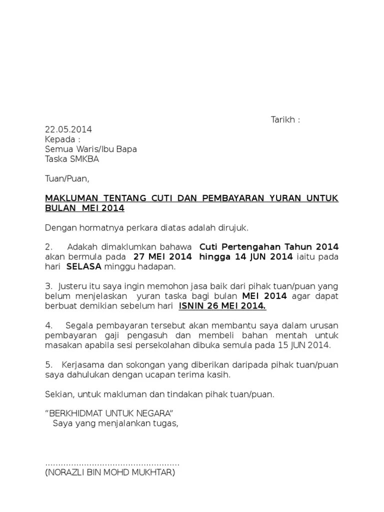 Surat rasmi permohonan buka akaun bank kecemasan q. Surat Yuran Taska Pdf