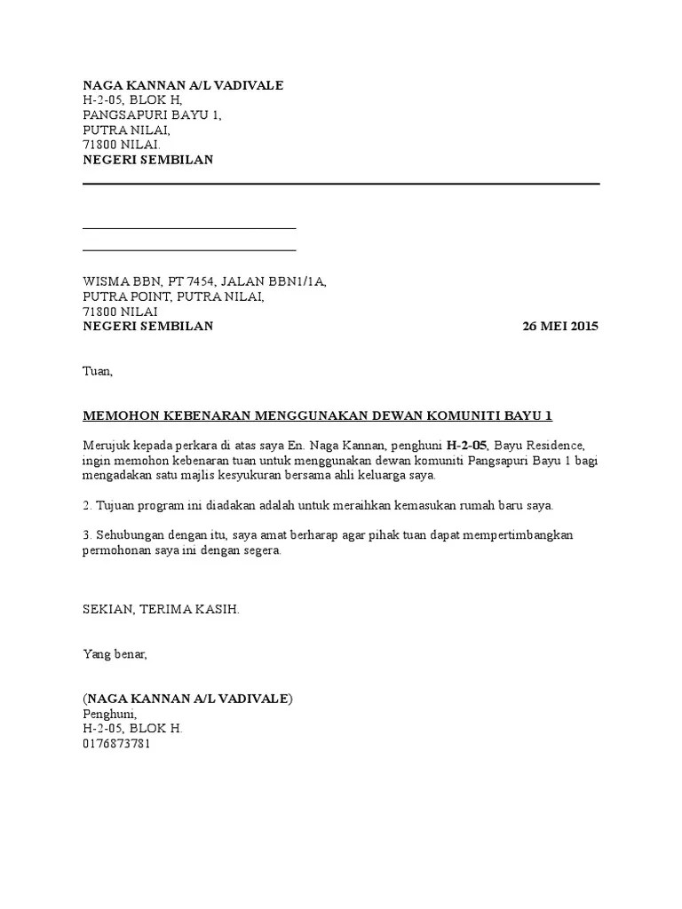 Contoh Surat Kosongkan Premis