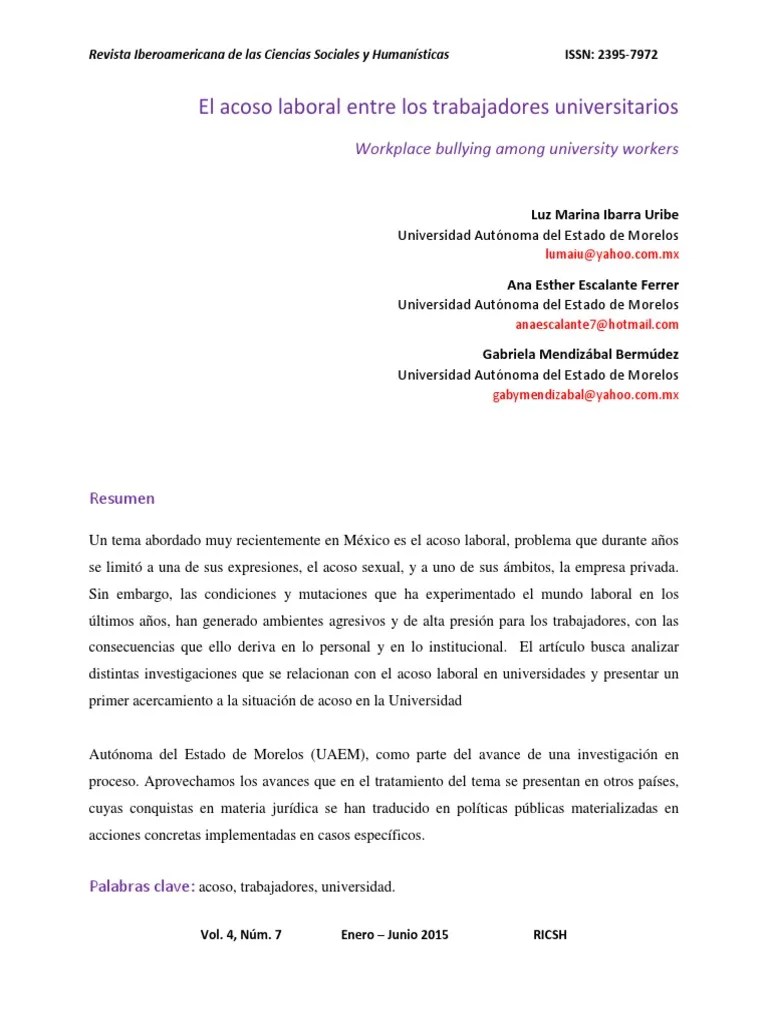 Acoso Laboral 2015 | PDF | Burnout Ocupacional | Derecho Laboral