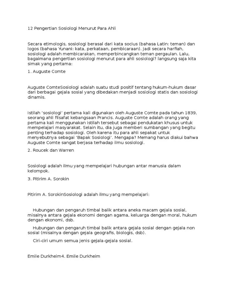 Pengertian Ilmu Sosiologi Menurut Para Ahli - Terkait Ilmu