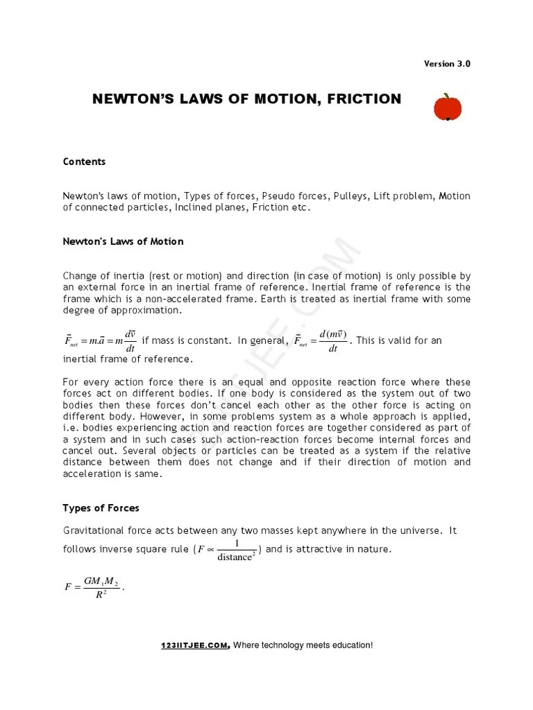 Newtons Laws Of Motion Friction | PDF | Force | Tension (Physics)