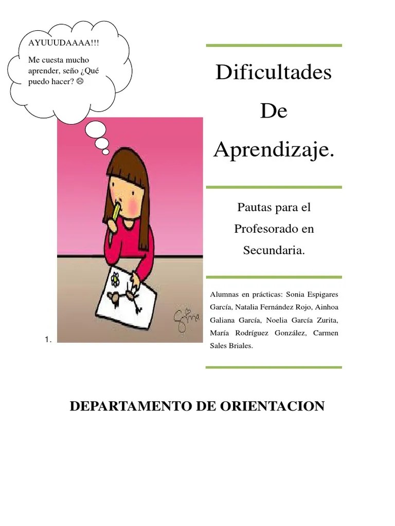 Dificultades De Aprendizaje PDF | PDF | Discapacidad De Aprendizaje | Desorden Hiperactivo Y ...
