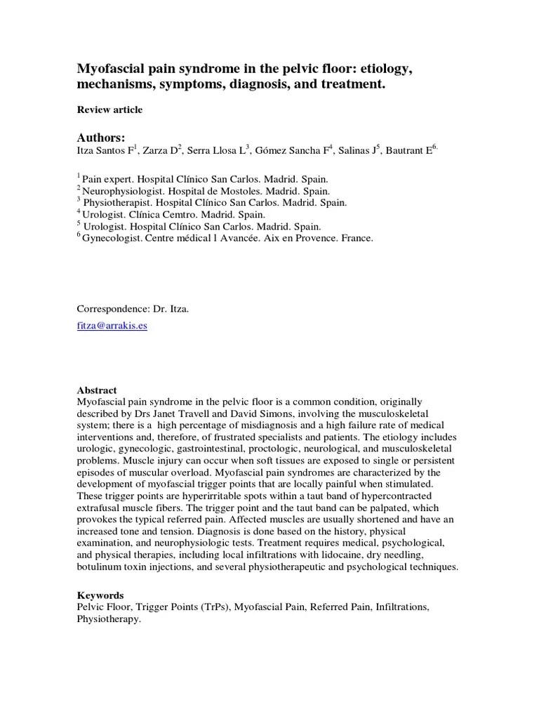 Myofascial Pain Syndrome In The Pelvic Floor | PDF | Myofascial Trigger ...