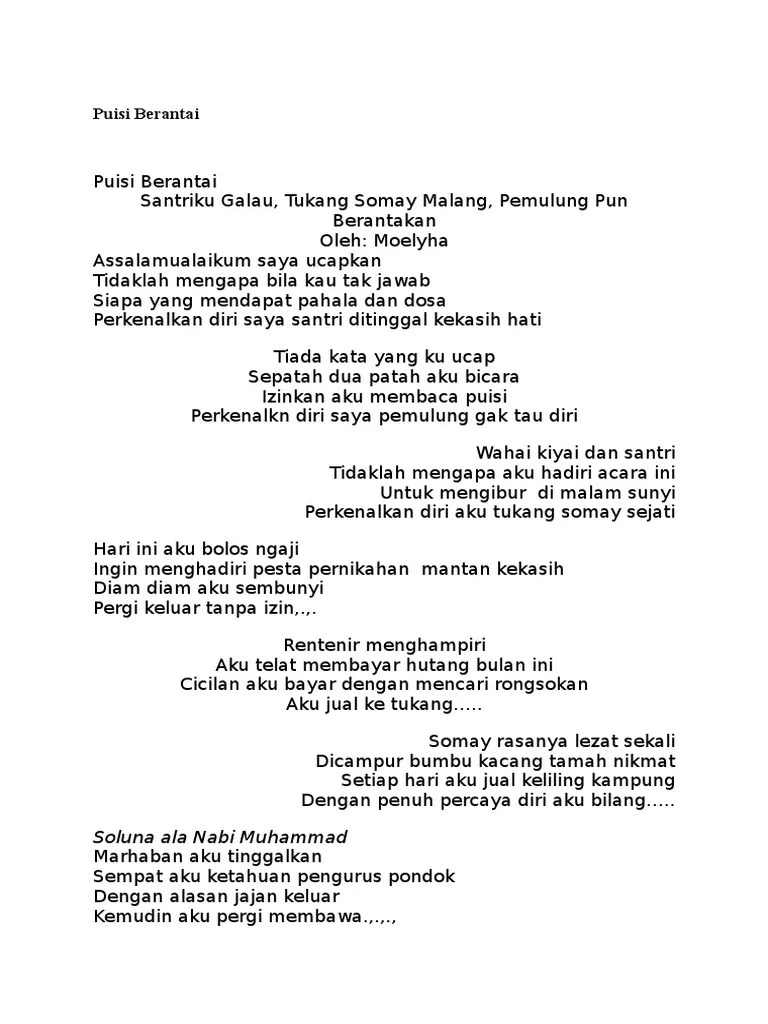 Berpisah dengan orang terdekat dan terkasih terasa sangat menyedihkan. Puisi Berantai Lucu 3 Orang Kami