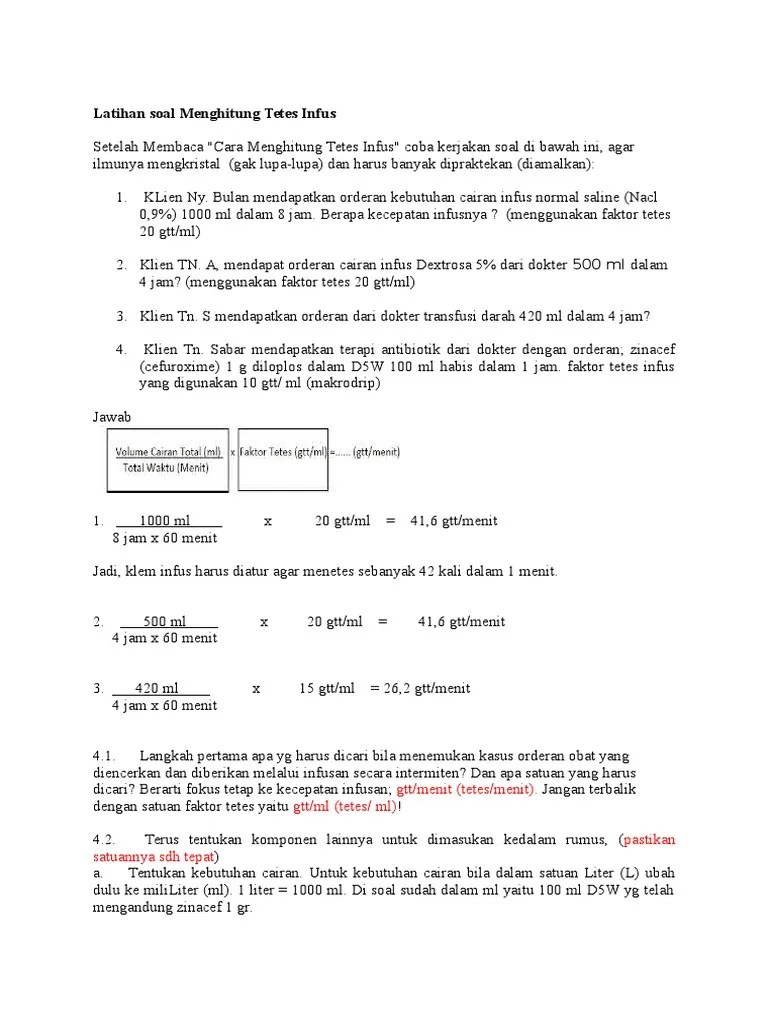 Latihan Soal Menghitung Tetes Infus | PDF