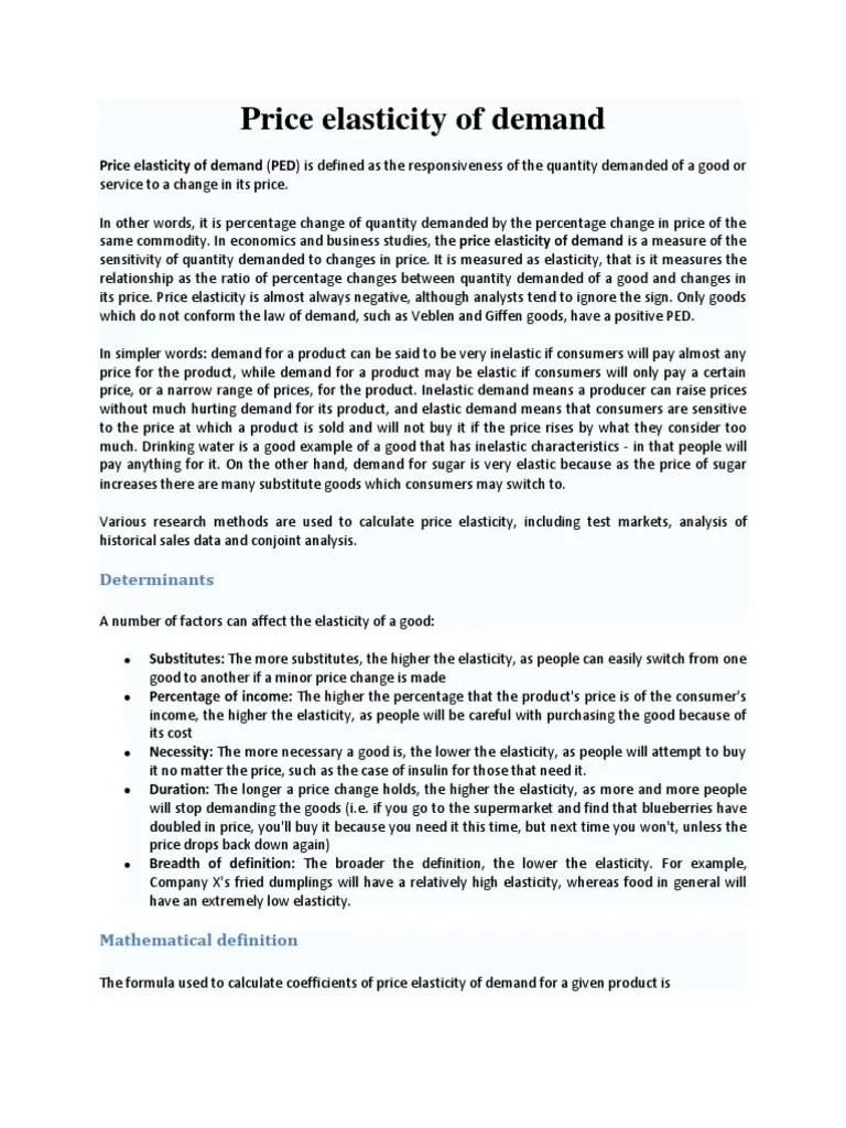 Price Elasticity Of Demand | PDF | Price Elasticity Of Demand | Demand ...