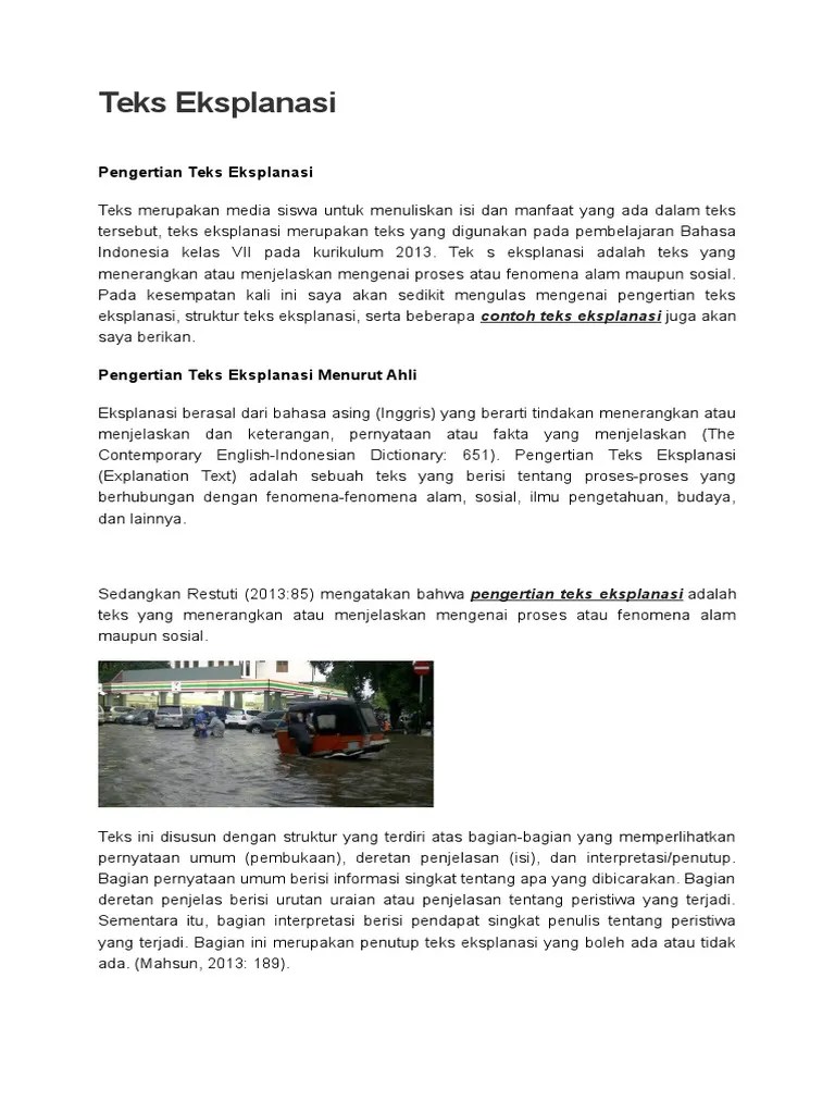 Explanation text adalah salah satu jenis teks dalam bahasa inggris. Teks Eksplanasi Pdf