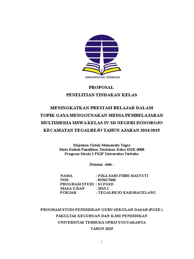 Contoh Proposal Ptk Penelitian Tindakan Kelas 1 Sd Cute766