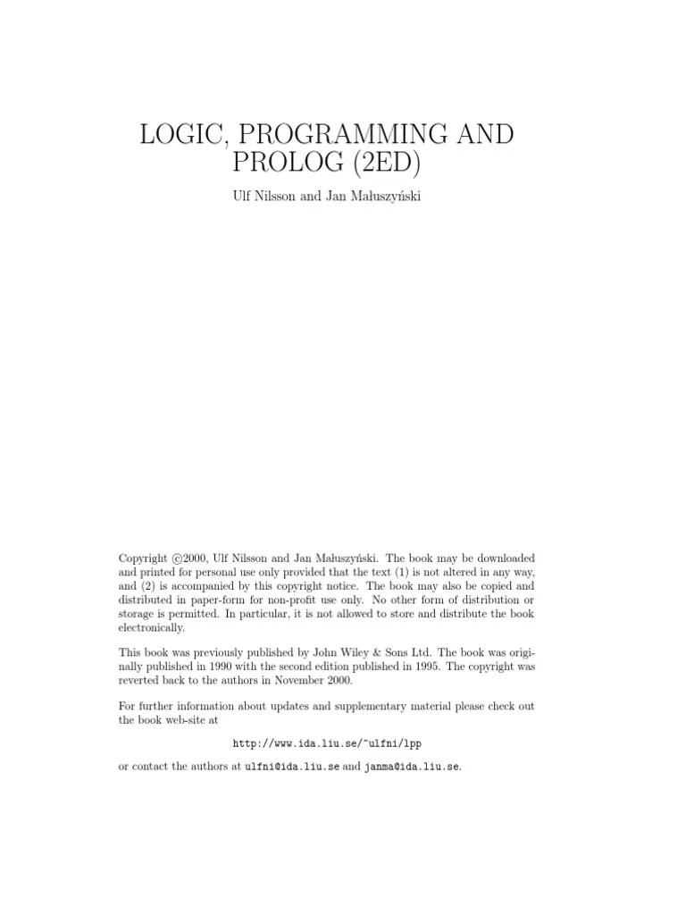 Artificial Intelligence Logic - Programming.and - Prolog | PDF | First ...
