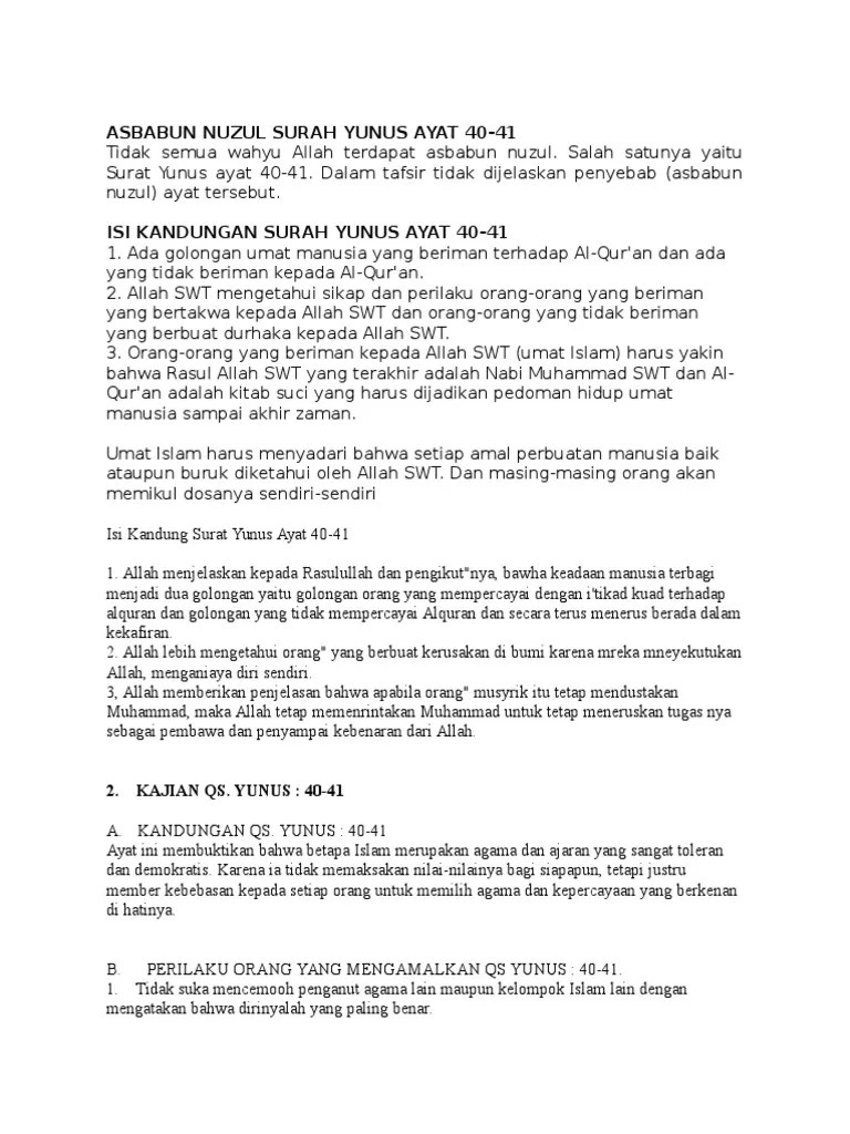 Makna Kandungan Surat Yunus Ayat 40 41 Semakin Dekat Dengan Al Qur An Isi Kandungan Dan Contoh Perilaku Q S Yunus 40 41 109 Ayat Jika Mereka Mendustakan Kamu Maka Katakanlah
