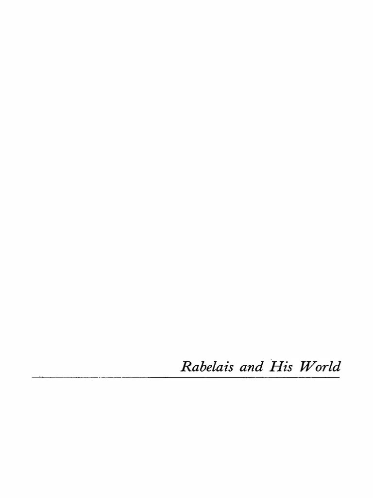 Bakhtin Mikhail Rabelais And His World 1984 Cela Pdf