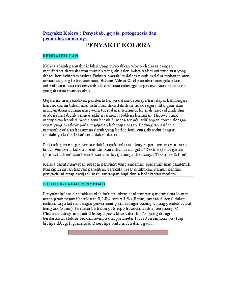 Penyebab Penyakit Kolera - Hidup Sehat