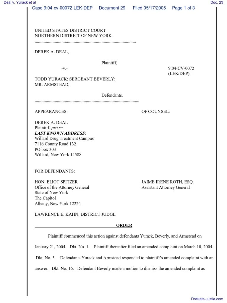 Deal V Yurack Et Al Document No 29 Complaint
