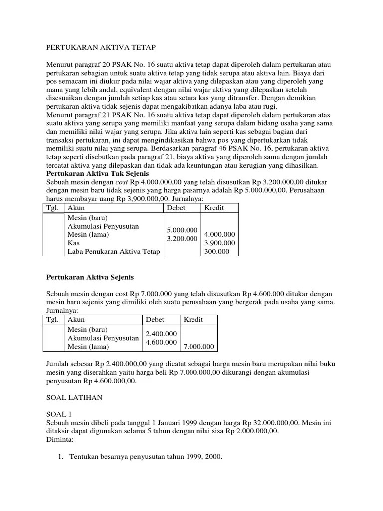 Pertukaran Aktiva Tetap | PDF