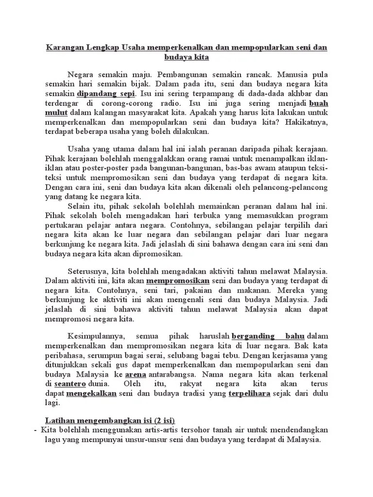 Apr 14, 2022 · estetika merupakan suatu telaah yang berkaitan dengan penciptaan, apresiasi, dan kritik terhadap karya seni dalam kontekx keterkaitan seni dengan kegiatan manusia dan peranan seni dalam perubahan dunia. Karangan Lengkap Usaha Memperkenalkan Dan Mempopularkan Seni Dan Budaya Kita Pdf