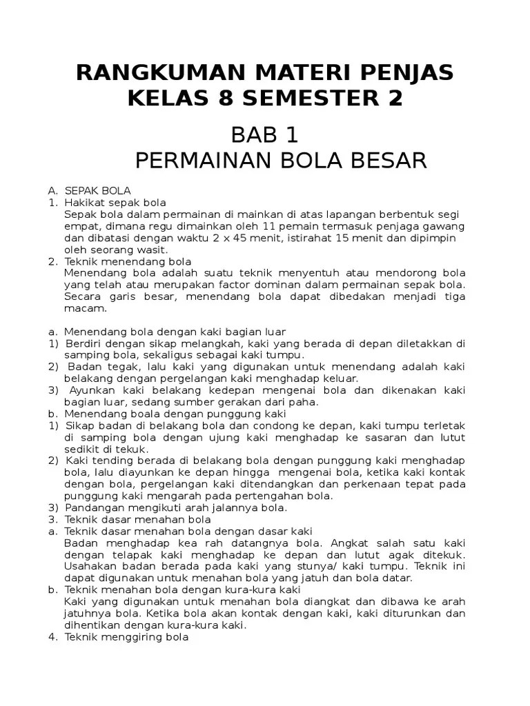 Rangkuman materi sejarah lengkap kelas 10 sma/smk/ma. Rangkuman Materi Penjas Kelas 8 Semester 2 Pdf