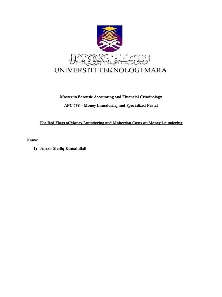 The Red Flags Of Money Laundering And Malaysian Cases On Money Laundering | PDF | Money ...