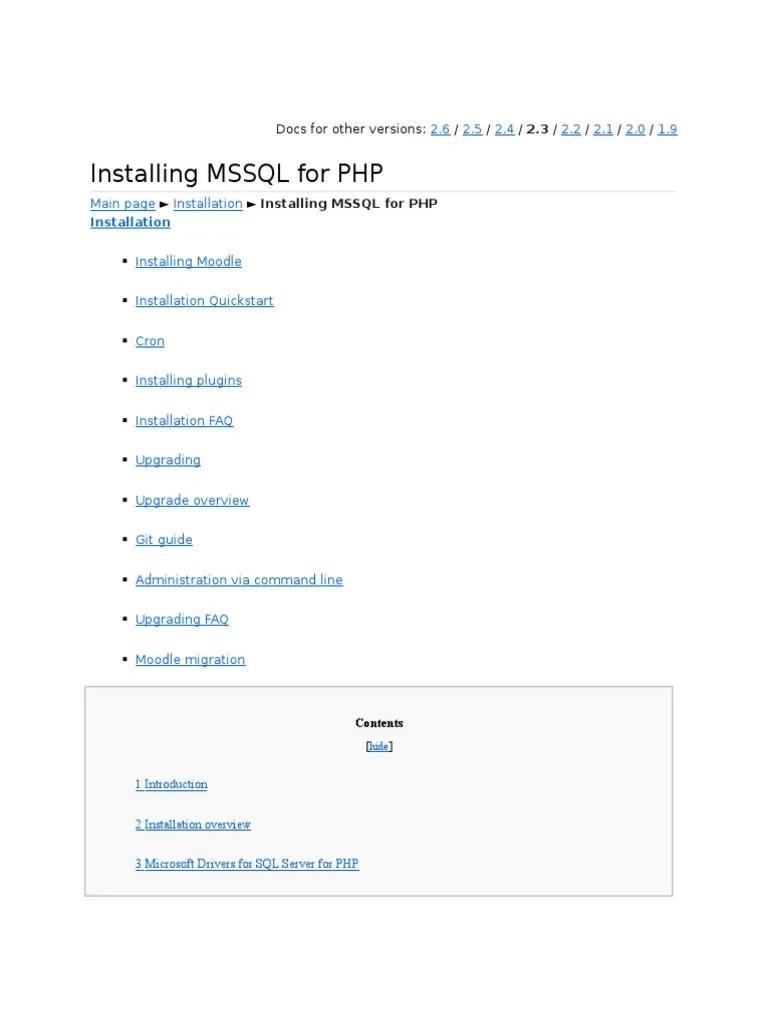 Installing MSSQL For PHP From Web Moodle | PDF | Microsoft Sql Server | Php