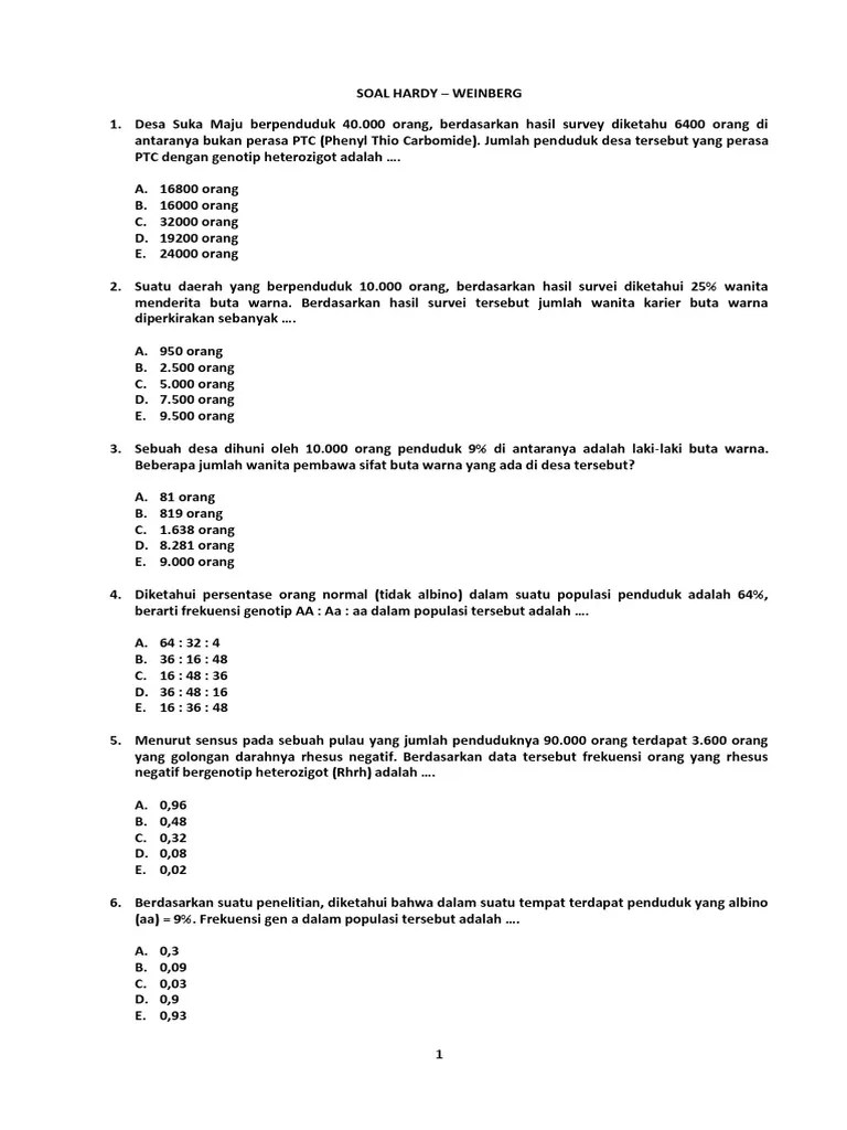 Soal Hardy - Weinberg | PDF