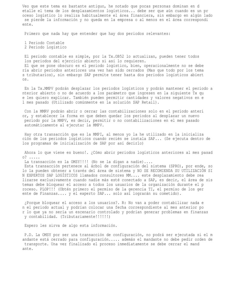 Apertura De Períodos En SAP | PDF | Contabilidad | Informática