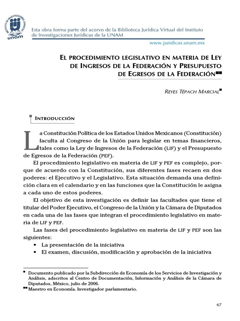 Proceso Legislativo Ley De Ingresos Y Presupuesto De Egresos | PDF ...