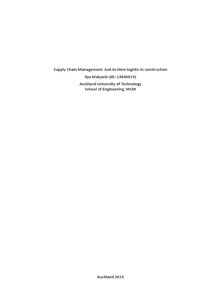 Just-In-time Logistic In Construction Supply Chain | PDF | Logistics ...