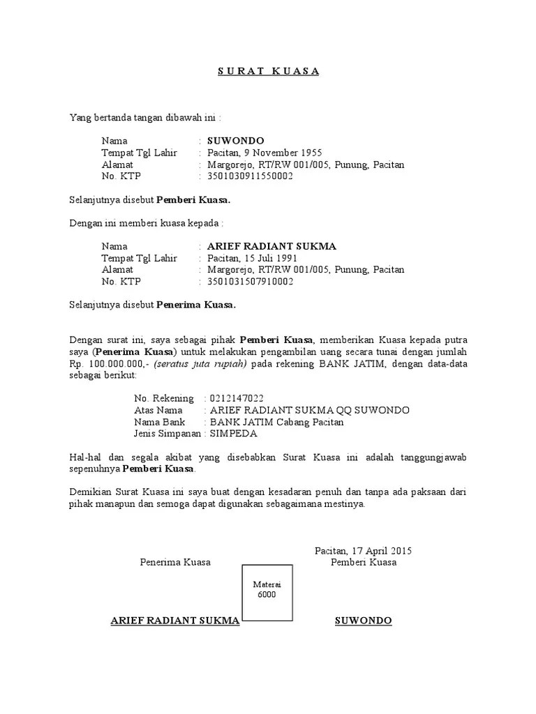 Calon pemilik rekening bank mandiri. Contoh Surat Kuasa Penutupan Rekening Bank Mandiri