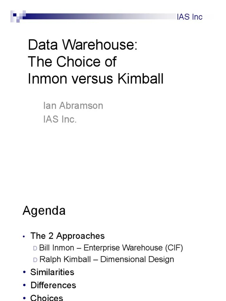 Inmon Vs Kimball 1 | PDF | Data Warehouse | Data Management