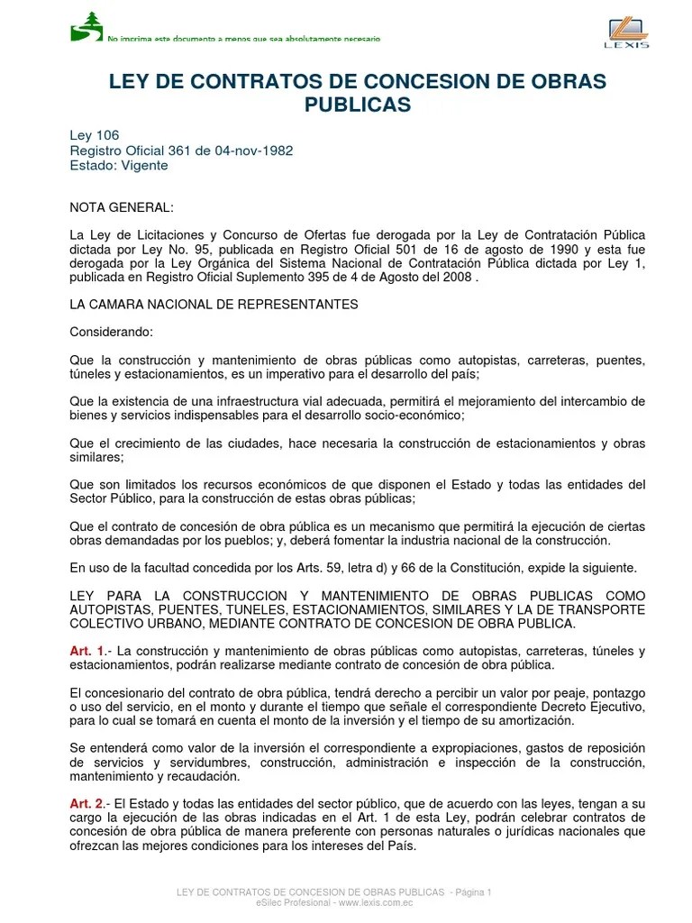 Ley Concesion De Obras Públicas PDF | PDF | Carretera De Acceso ...