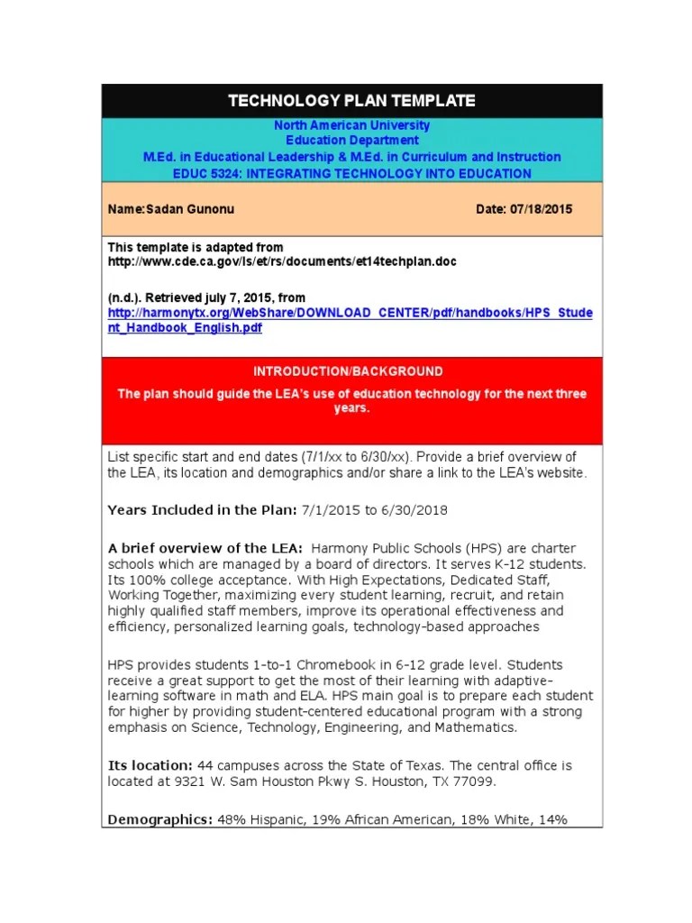 Educ 5324 Technology Plan Sadangunonu Educational
