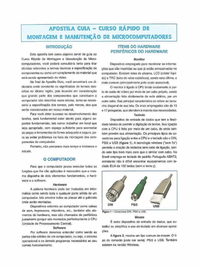 11 - Montagem E Manutencao De Microcomputadores PDF | PDF | Memória De ...