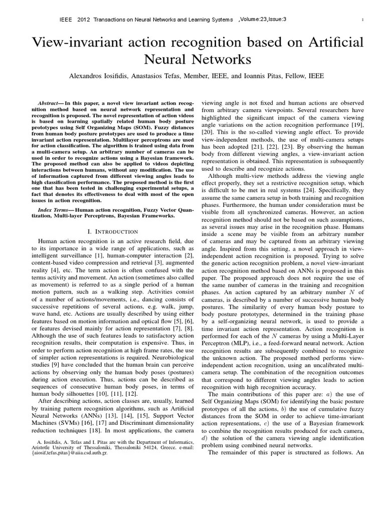 View-Invariant Action Recognition Based On Artificial Neural Networks ...