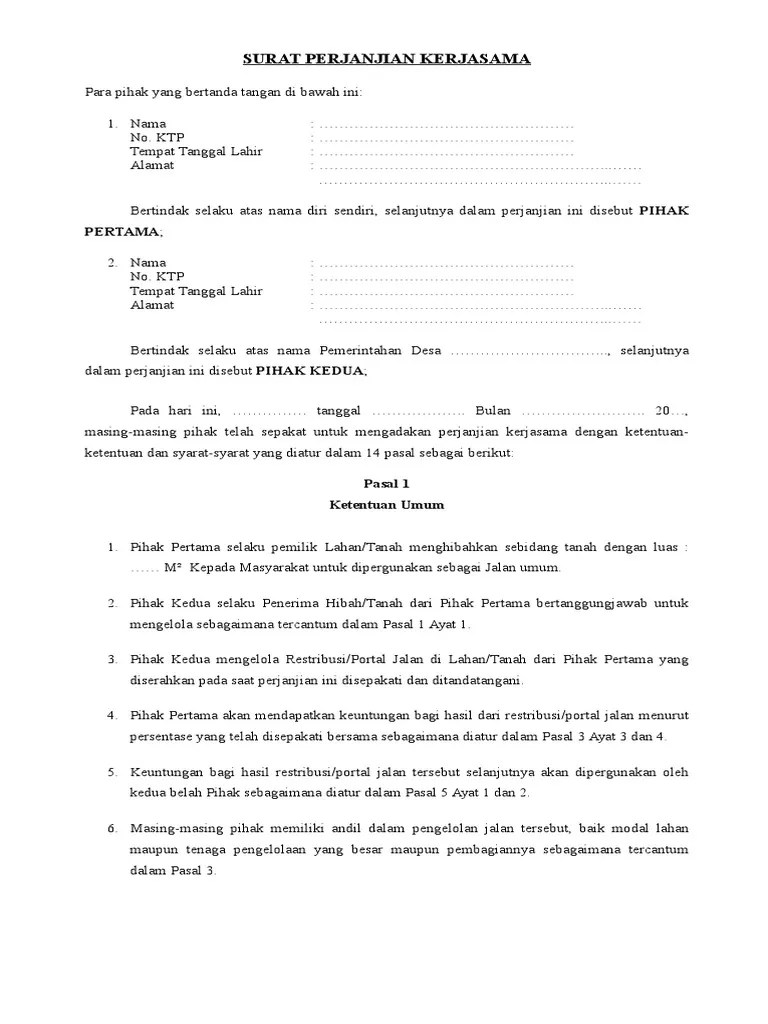 Surat Perjanjian Kerjasama | PDF
