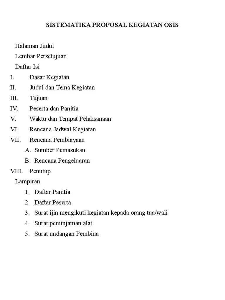 Susunan Kerangka Proposal Pada Bagian Rencana Kegiatan Gambaran 