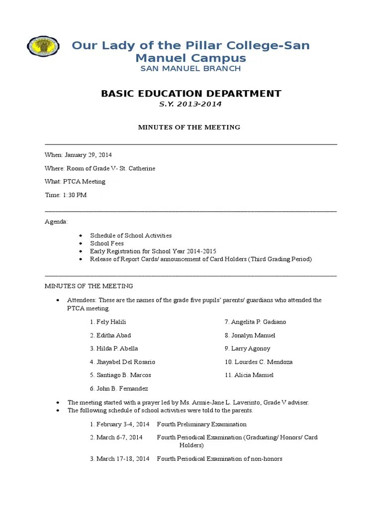 Sample Minutes Of The Meeting | PDF | Public Sphere | Money