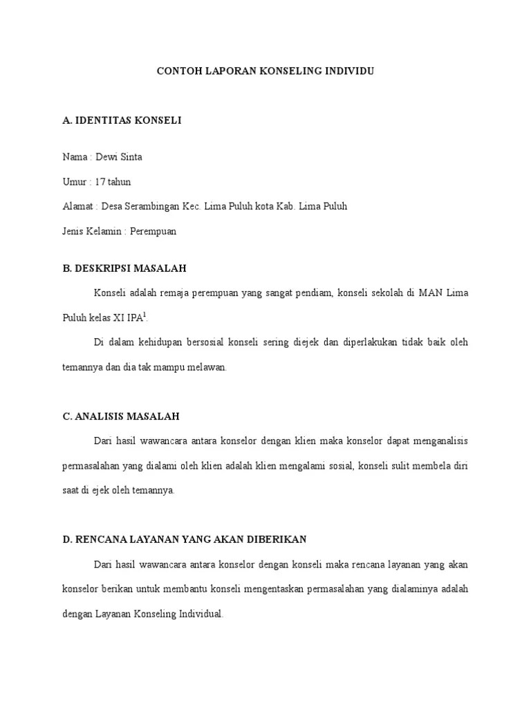 (1) konseling karir, pengukuran minat dan bakat dapat membantu tim rekrutmen perusahaan . Contoh Laporan Konseling Individu Pdf