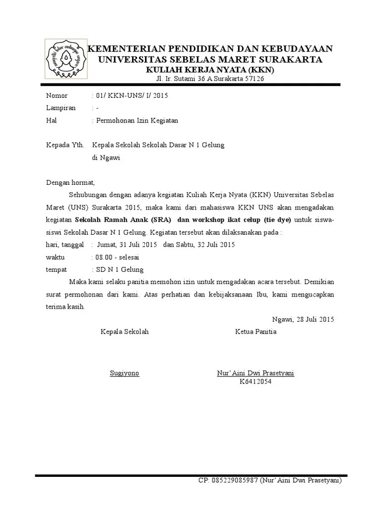 Memohon bantuan untuk menerbitkan surat rekomendasi / izin kuliah lapangan yang. Surat Izin Kuliah Dari Kepala Sekolah Doc