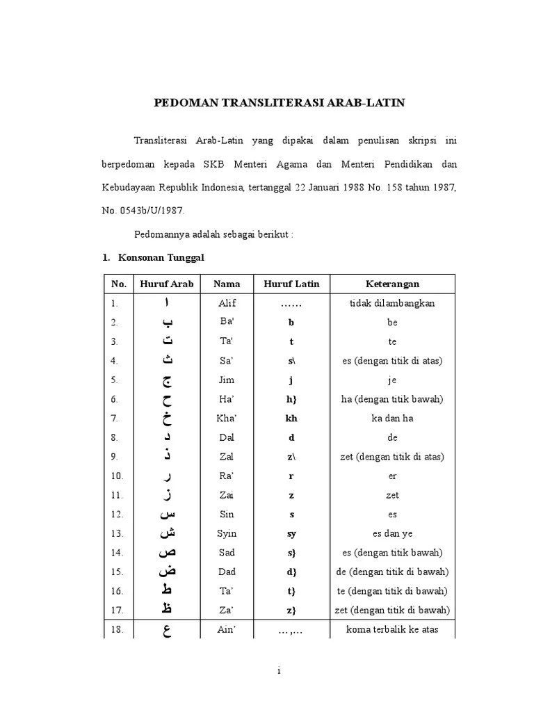 Pedoman Transliterasi Arab | PDF