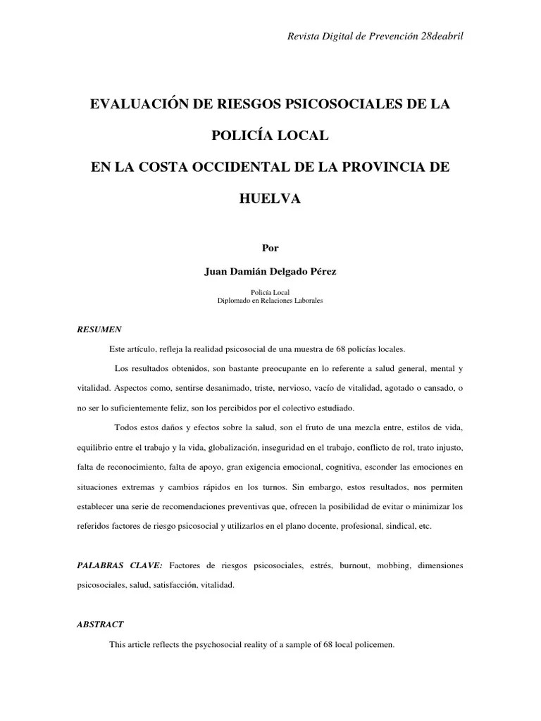 Evaluacion Riesgos Psicosociales Policia Local | PDF | Conceptos Psicologicos | Ciencias Del ...